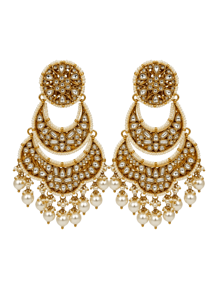 Vivinia By Vidhi Mehra Gold Plated Pearl Kundan Layered ChandbaliFabilicious Fashion