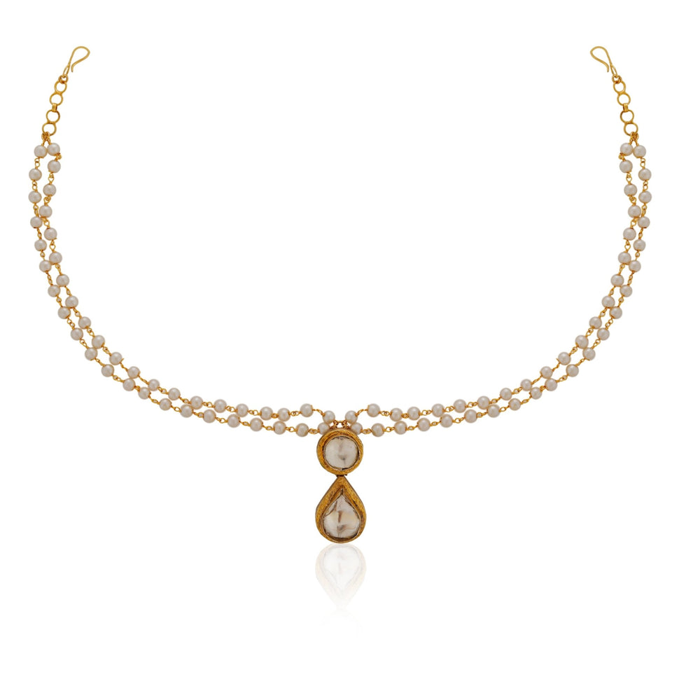 Gold Plated Pearl Mathapatti Riana by Shikha Jindal - Fabilicious Fashion