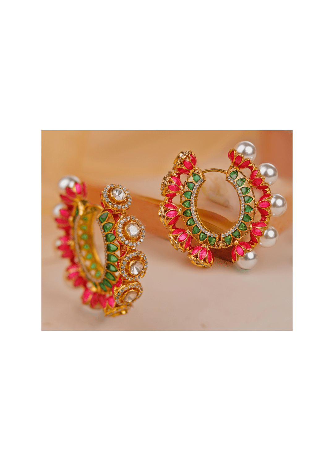 Gold Plated Pink And Green Minakari Reversible Baalis Kalyani Indian Jewelry - Fabilicious Fashion