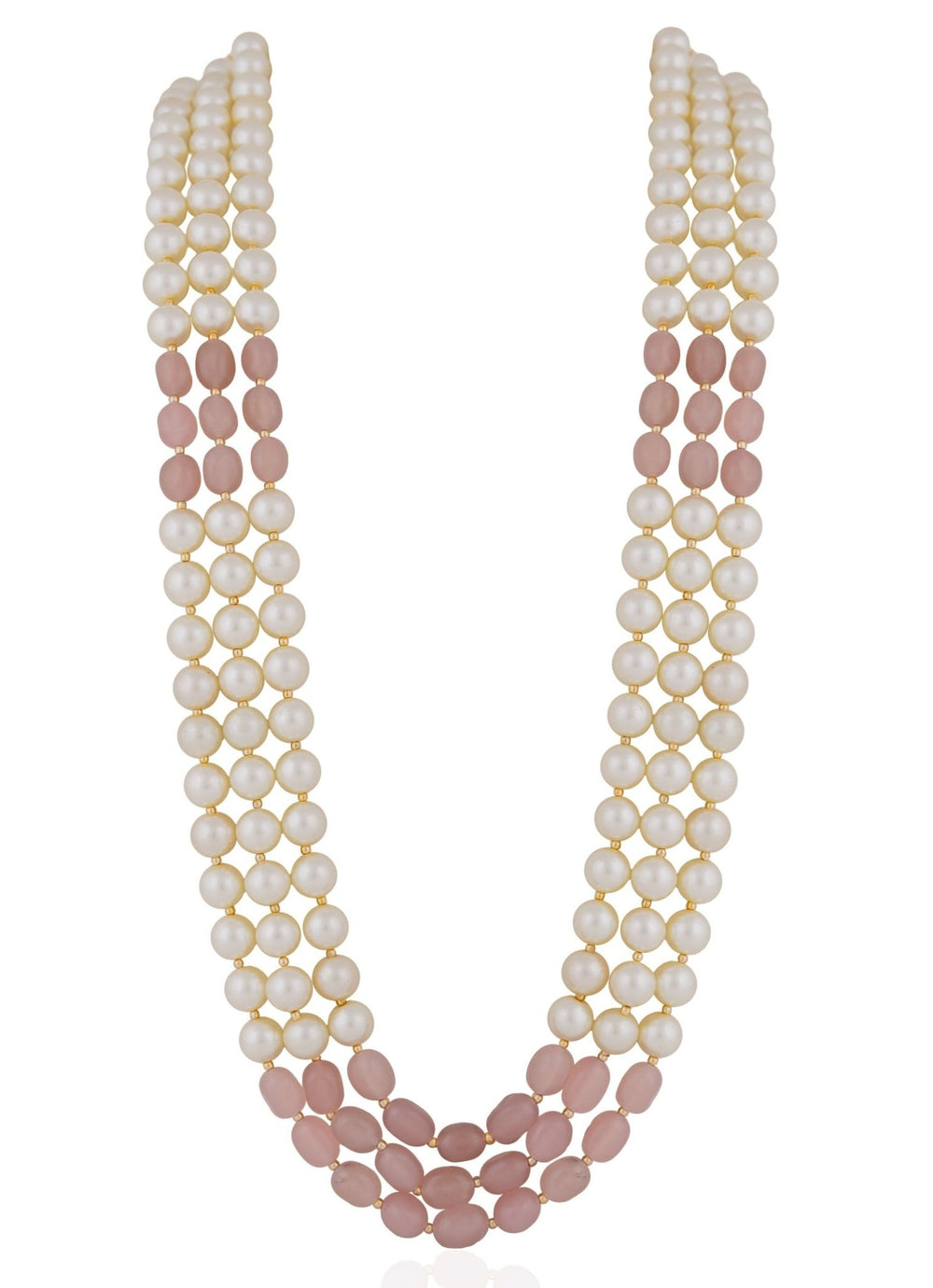 Gold Plated Pink Beaded Pearl Necklace Maala Riana by Shikha Jindal - Fabilicious Fashion