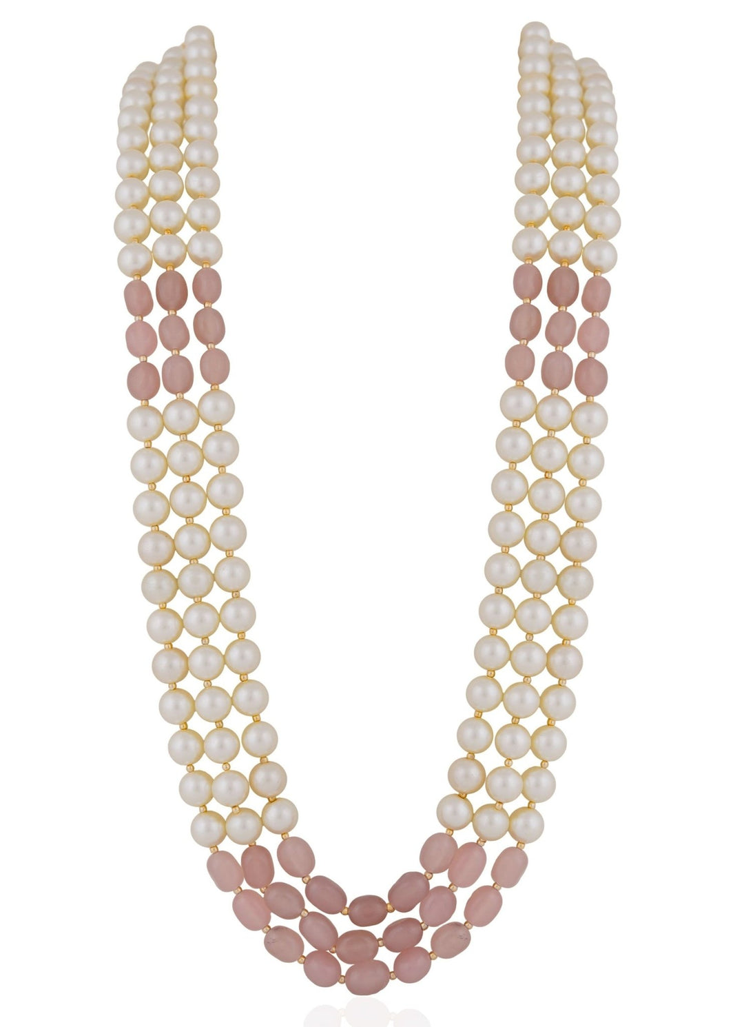 Gold Plated Pink Beaded Pearl Necklace Maala Riana by Shikha Jindal - Fabilicious Fashion
