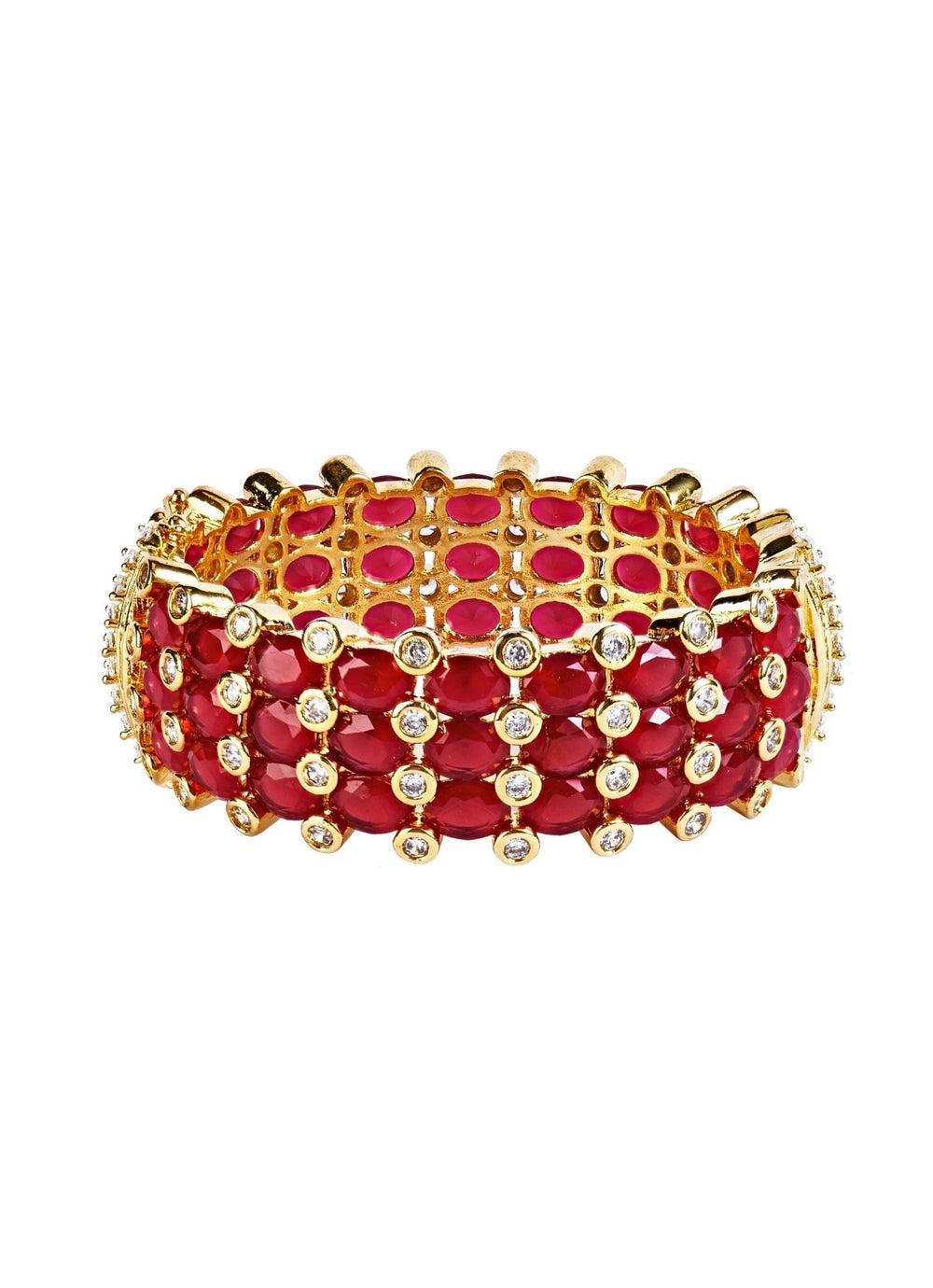 Gold Plated Pink Stone And Kundan Polki Bangle Set Vivinia by Vidhi Mehra - Fabilicious Fashion