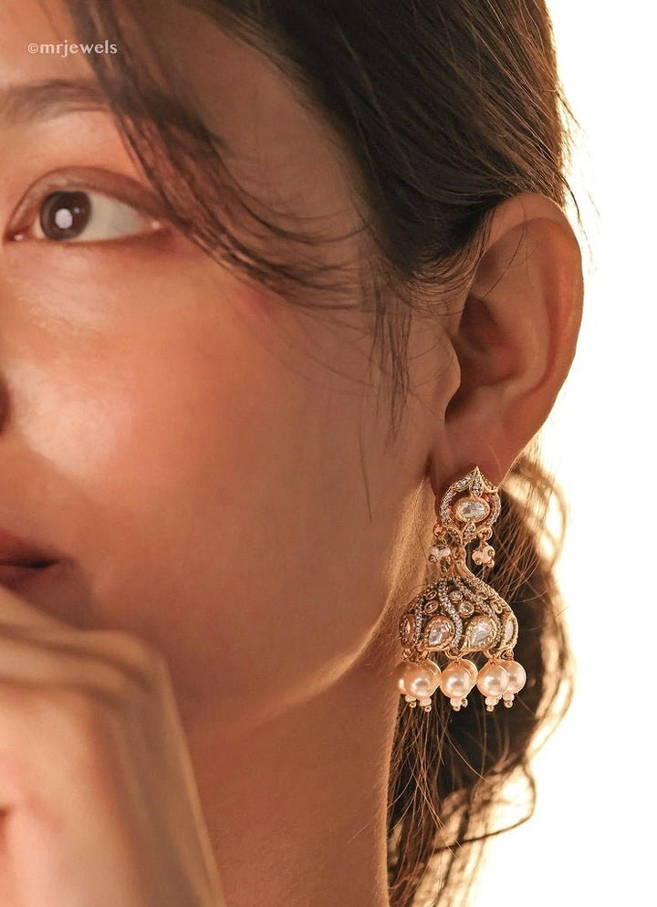 Gold Plated Polki And Pearl Jhumka Mr Jewels - Fabilicious Fashion
