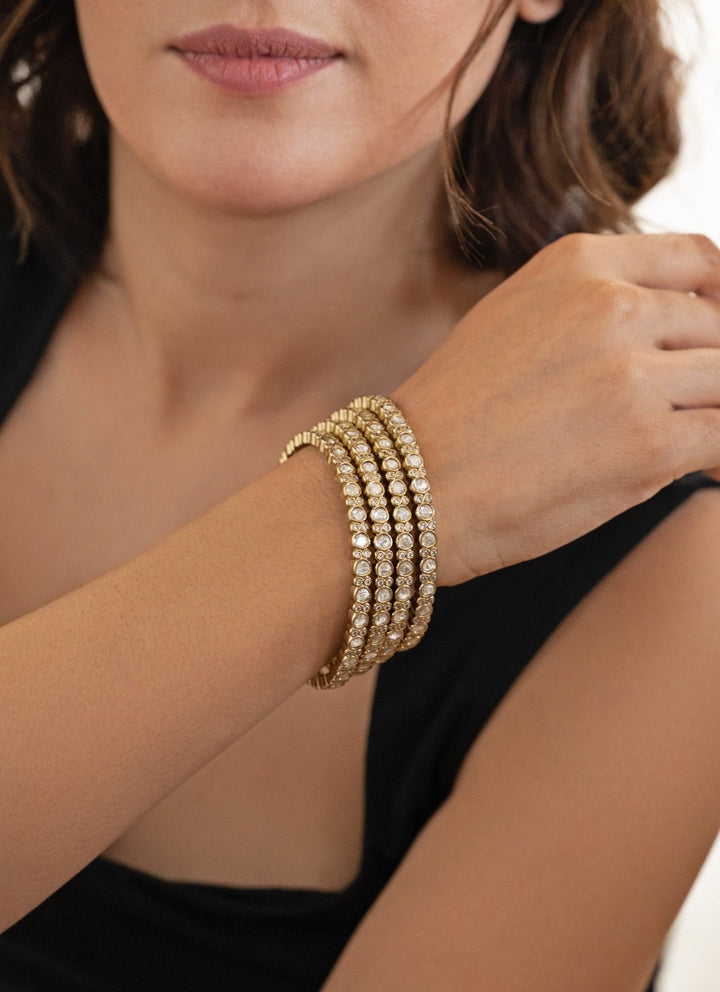 Do Taara Gold Plated Polki Bangle SetFabilicious Fashion