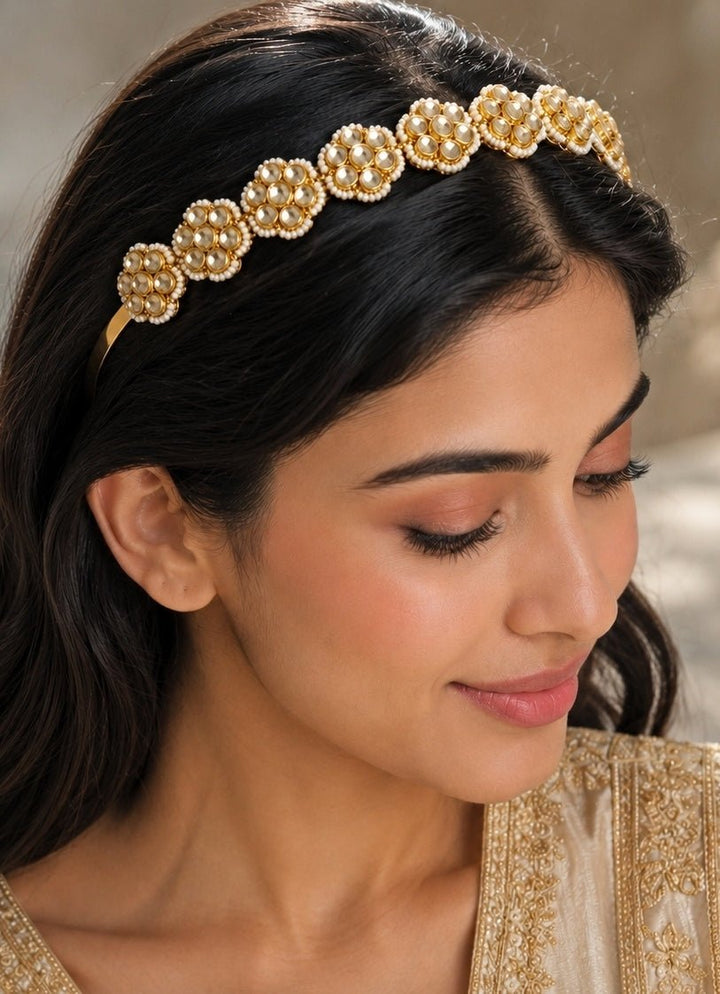 Vivinia By Vidhi Mehra Gold Plated Polki Blossom HeadbandFabilicious Fashion