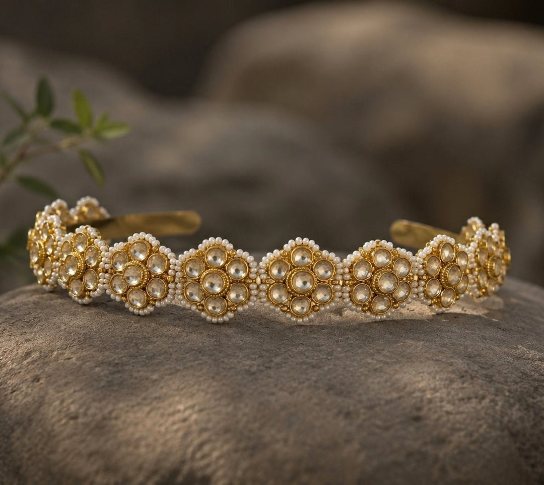 Vivinia By Vidhi Mehra Gold Plated Polki Blossom HeadbandFabilicious Fashion