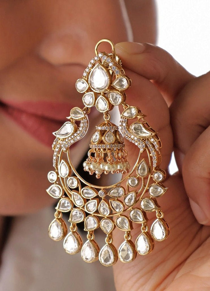 Mr Jewels Gold Plated Polki Chandbaali With Pearl DropFabilicious Fashion