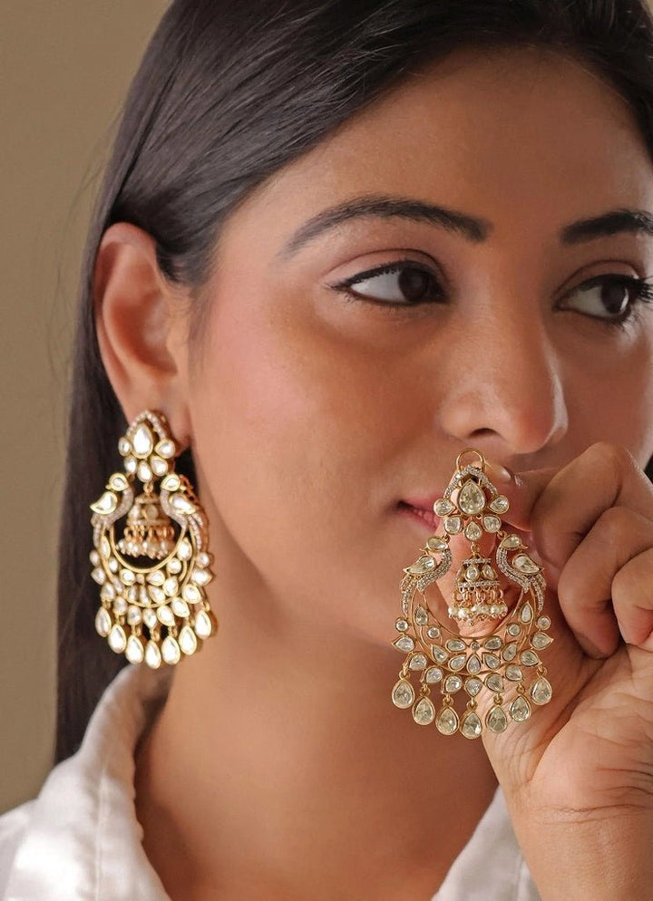 Mr Jewels Gold Plated Polki Chandbaali With Pearl DropFabilicious Fashion