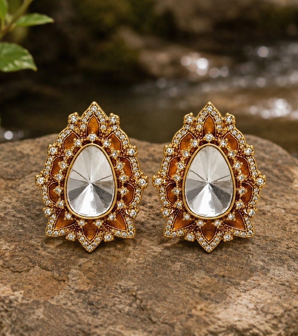 Vivinia By Vidhi Mehra Gold Plated Polki Floral StudFabilicious Fashion