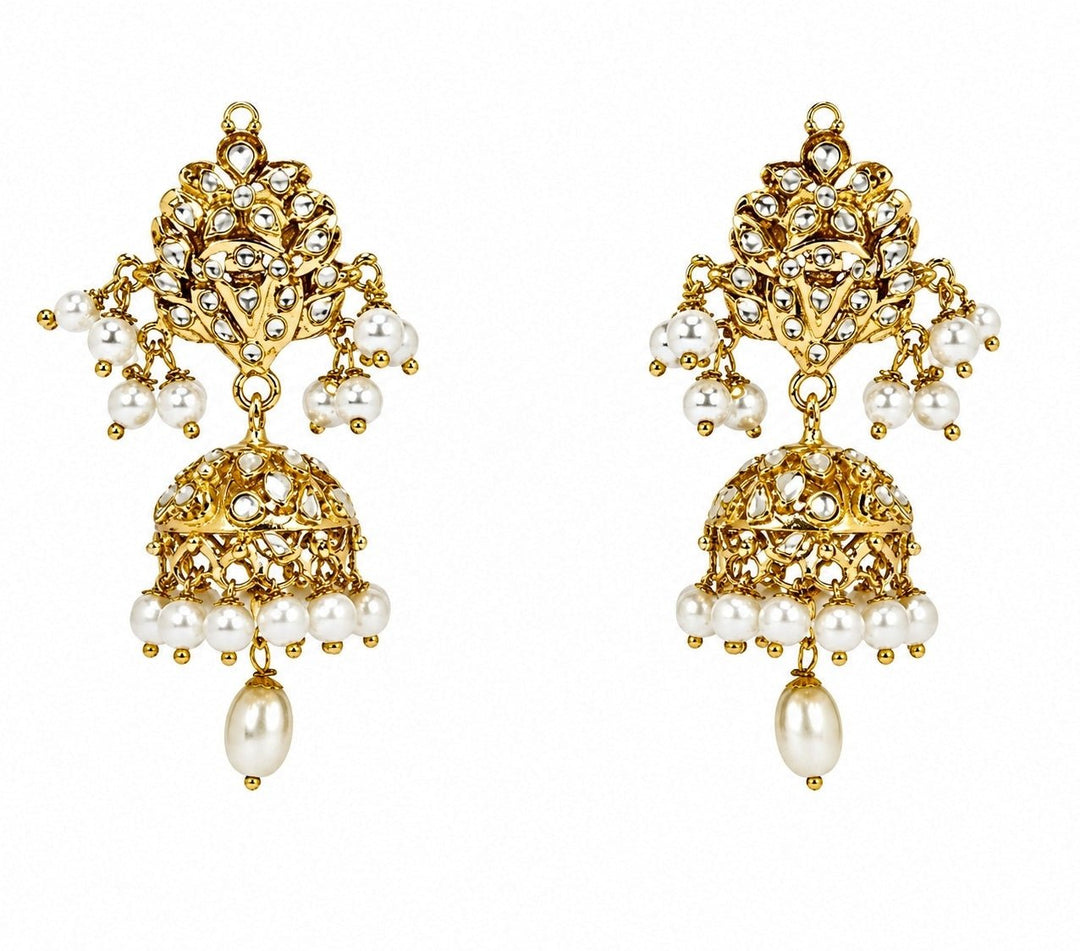 Vivinia By Vidhi Mehra Gold Plated Polki Jhumka Earrings With Pearl DropsFabilicious Fashion