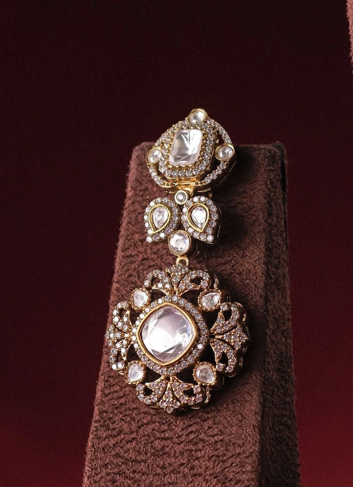 Gold Plated Polki Layered Bridal Necklace Set Mr Jewels - Fabilicious Fashion