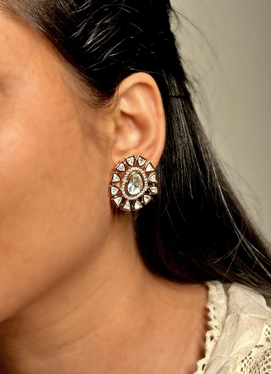 Naymee Gold Plated Polki Stud EarringsFabilicious Fashion