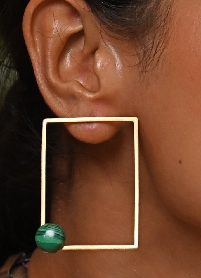Gold Plated Rectangle Loop Earrings Zaza By Somya - Fabilicious Fashion