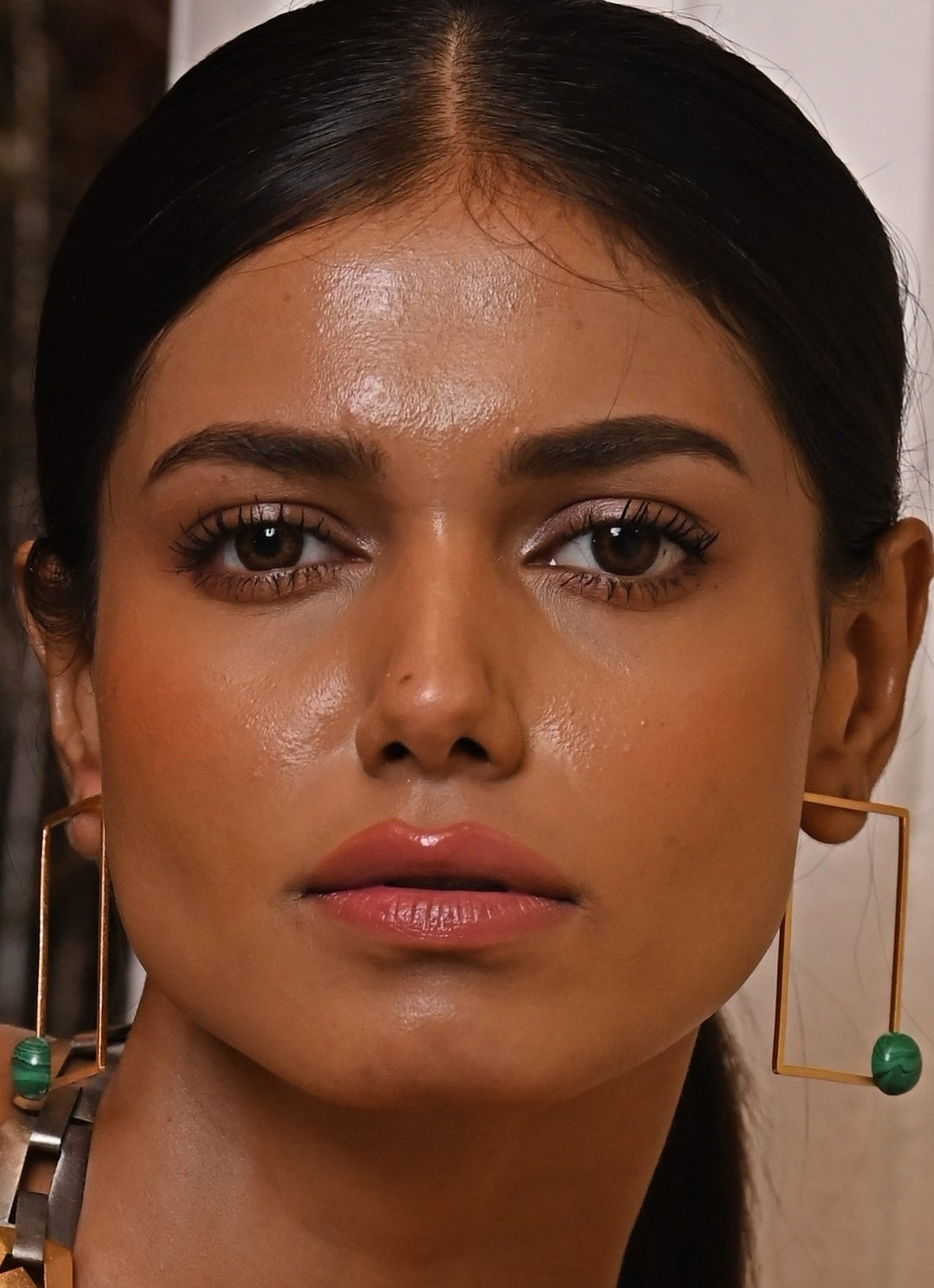 Gold Plated Rectangle Loop Earrings Zaza By Somya - Fabilicious Fashion