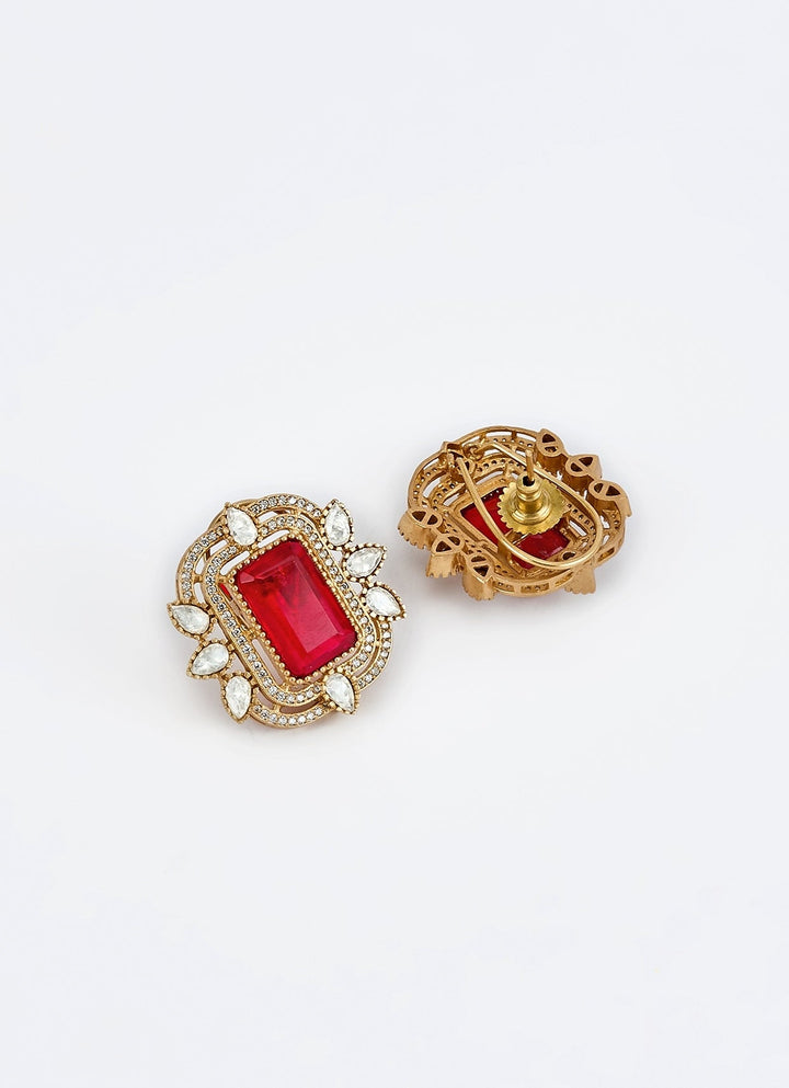 Gold Plated Red Kundan And Polki Choker Necklace Set Vivinia by Vidhi Mehra - Fabilicious Fashion