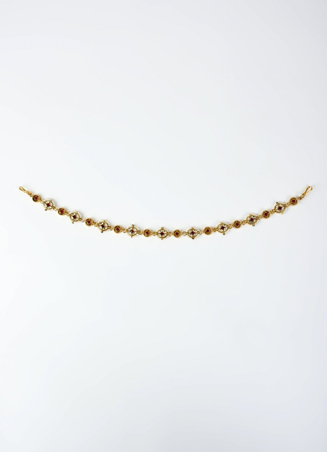 Gold Plated Red Kundan Matha Patti Vivinia by Vidhi Mehra - Fabilicious Fashion