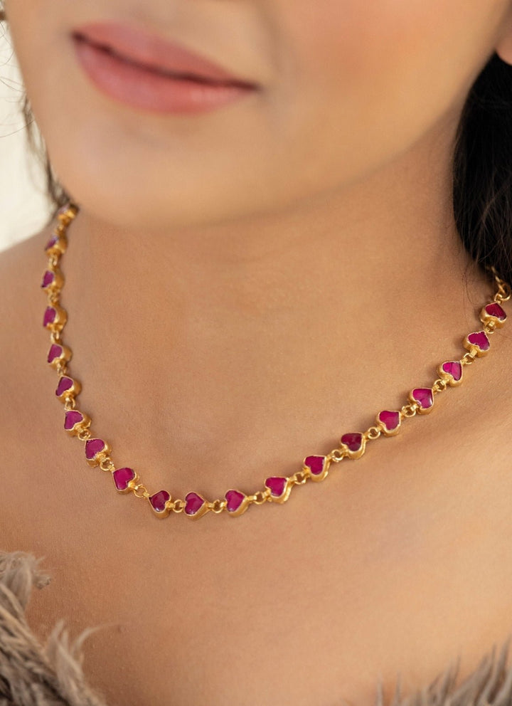Do Taara Gold Plated Red Kundan NecklaceFabilicious Fashion