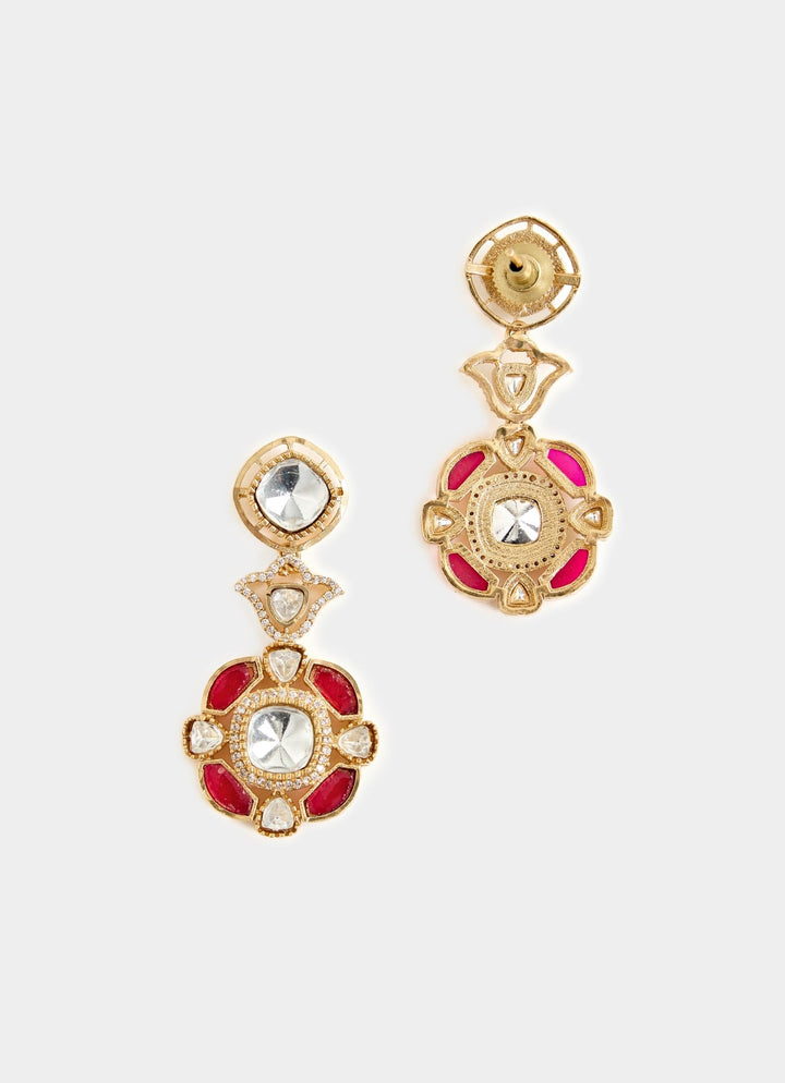 Gold Plated Red Stones Kundan Necklace Set Vivinia By Vidhi Mehra - Fabilicious Fashion