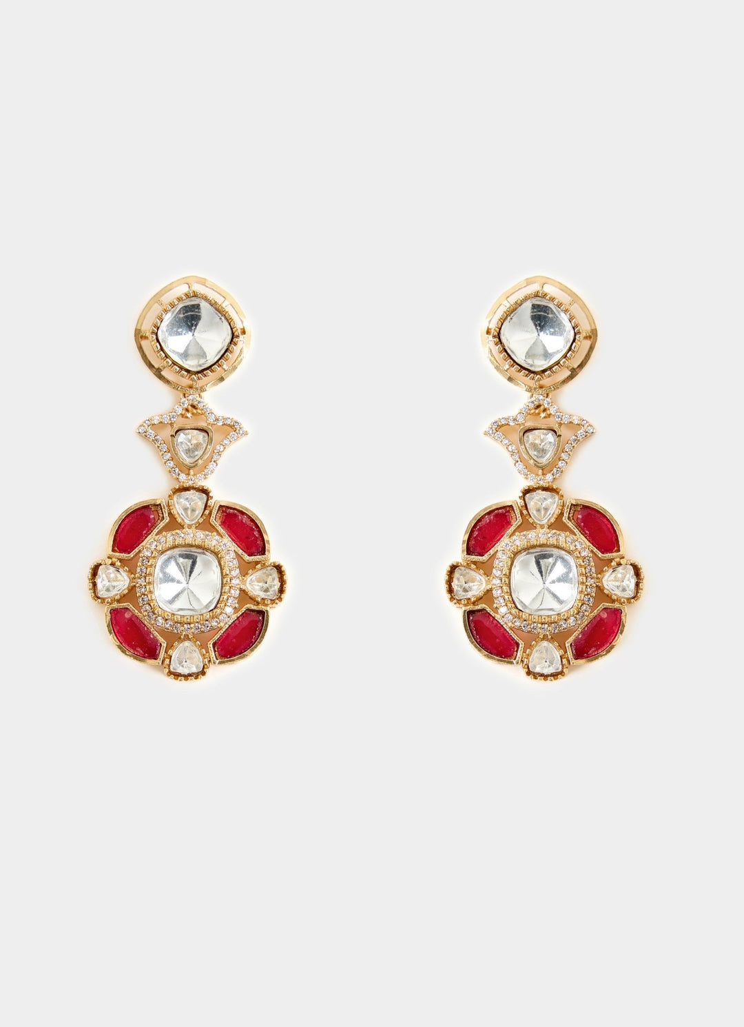 Gold Plated Red Stones Kundan Necklace Set Vivinia By Vidhi Mehra - Fabilicious Fashion