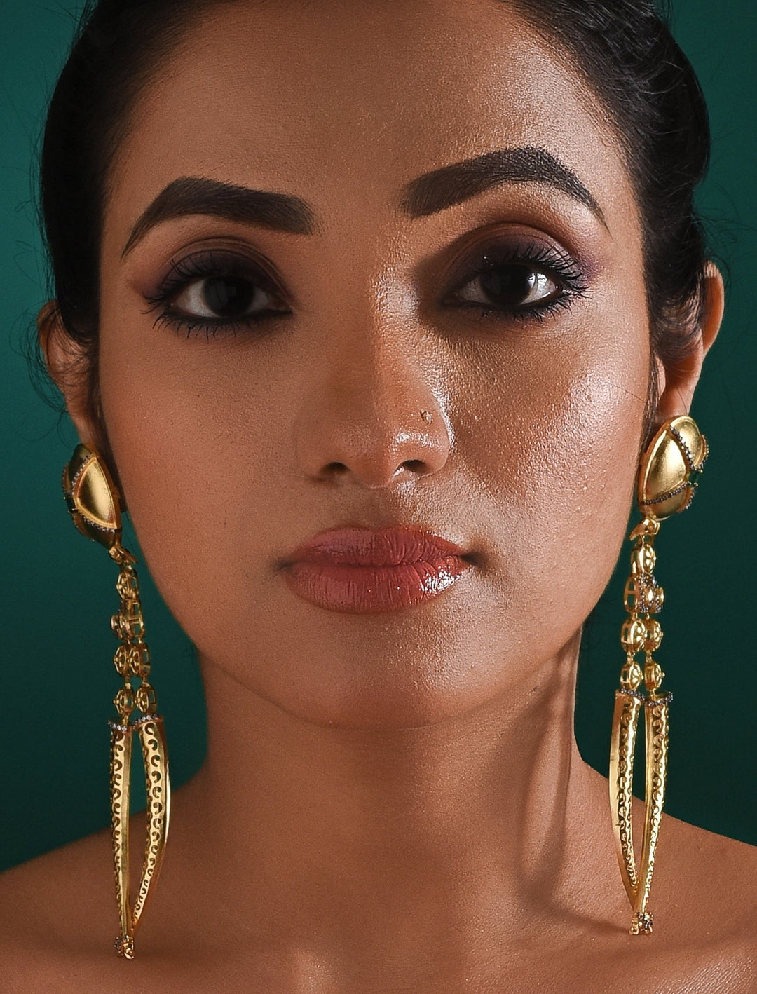 Gold Plated Statement Earrings Zaza By Somya - Fabilicious Fashion