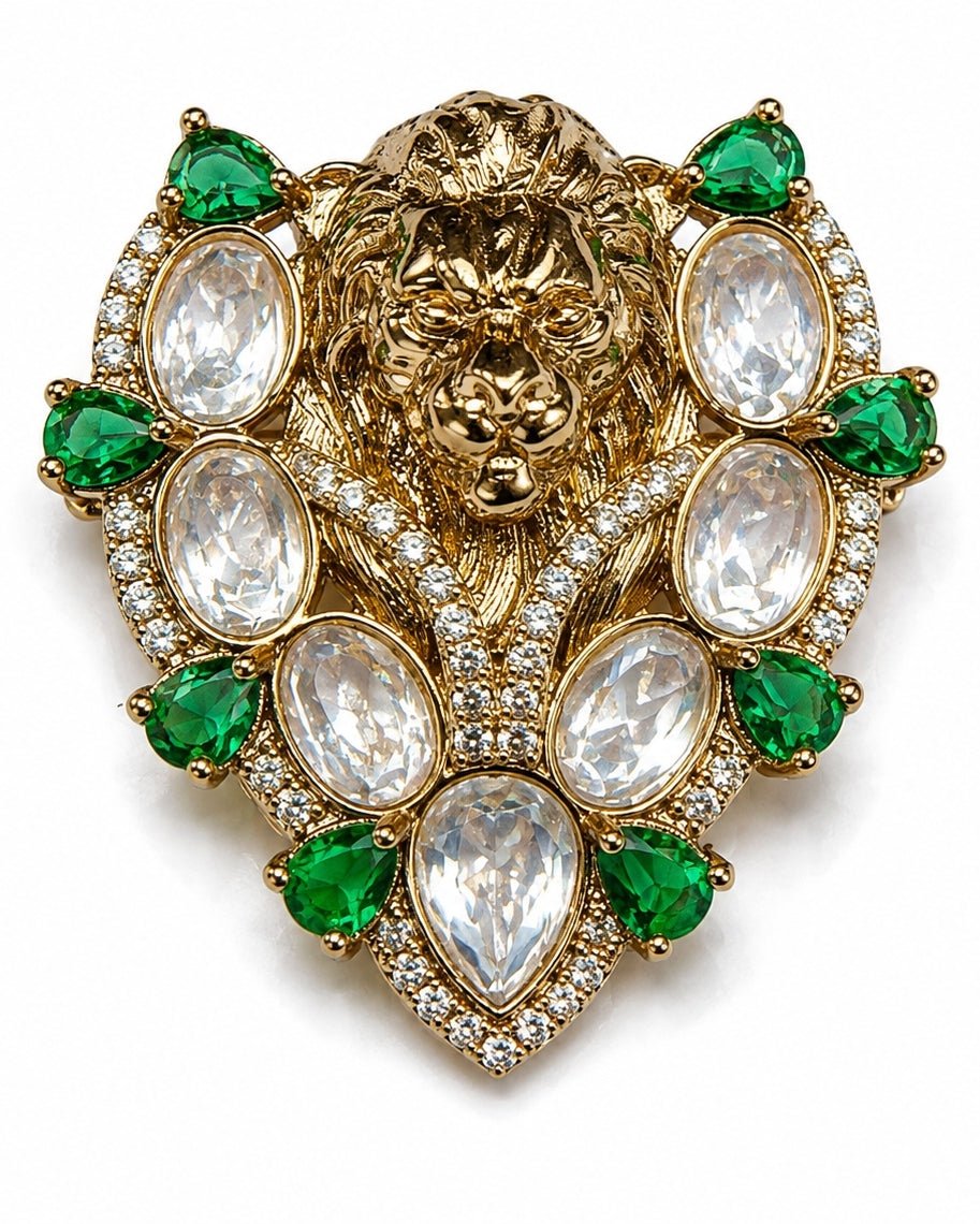 Vivinia By Vidhi Mehra Gold Plated Stone Lion Motif BroochFabilicious Fashion