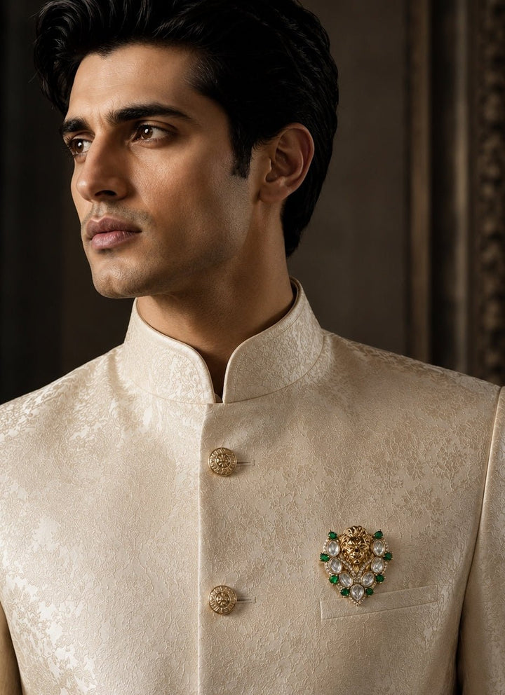 Vivinia By Vidhi Mehra Gold Plated Stone Lion Motif BroochFabilicious Fashion