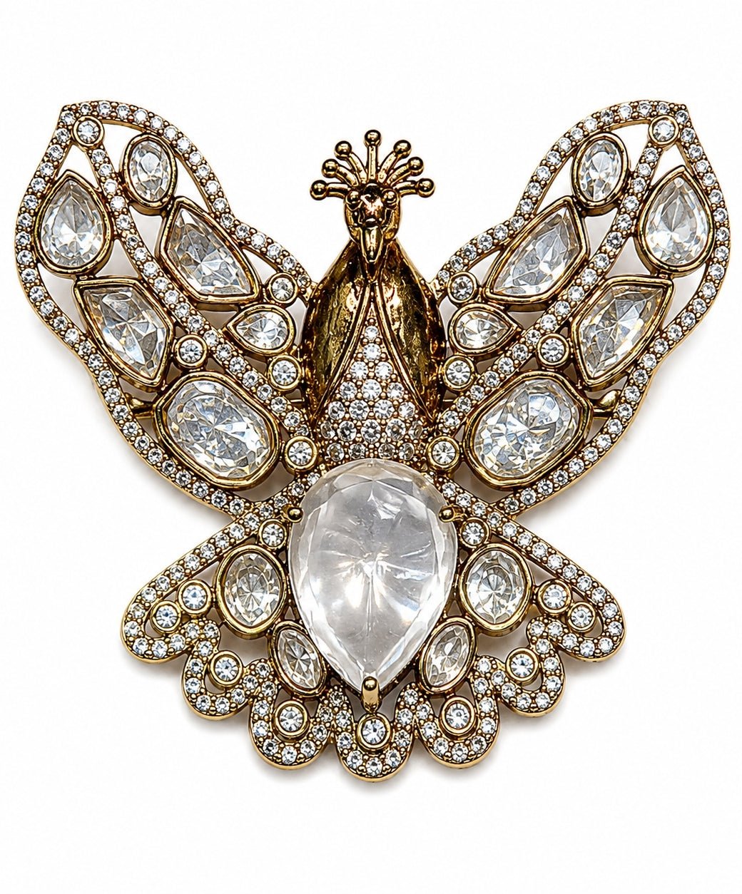 Vivinia By Vidhi Mehra Gold Plated Stone Peacock Motif BroochFabilicious Fashion