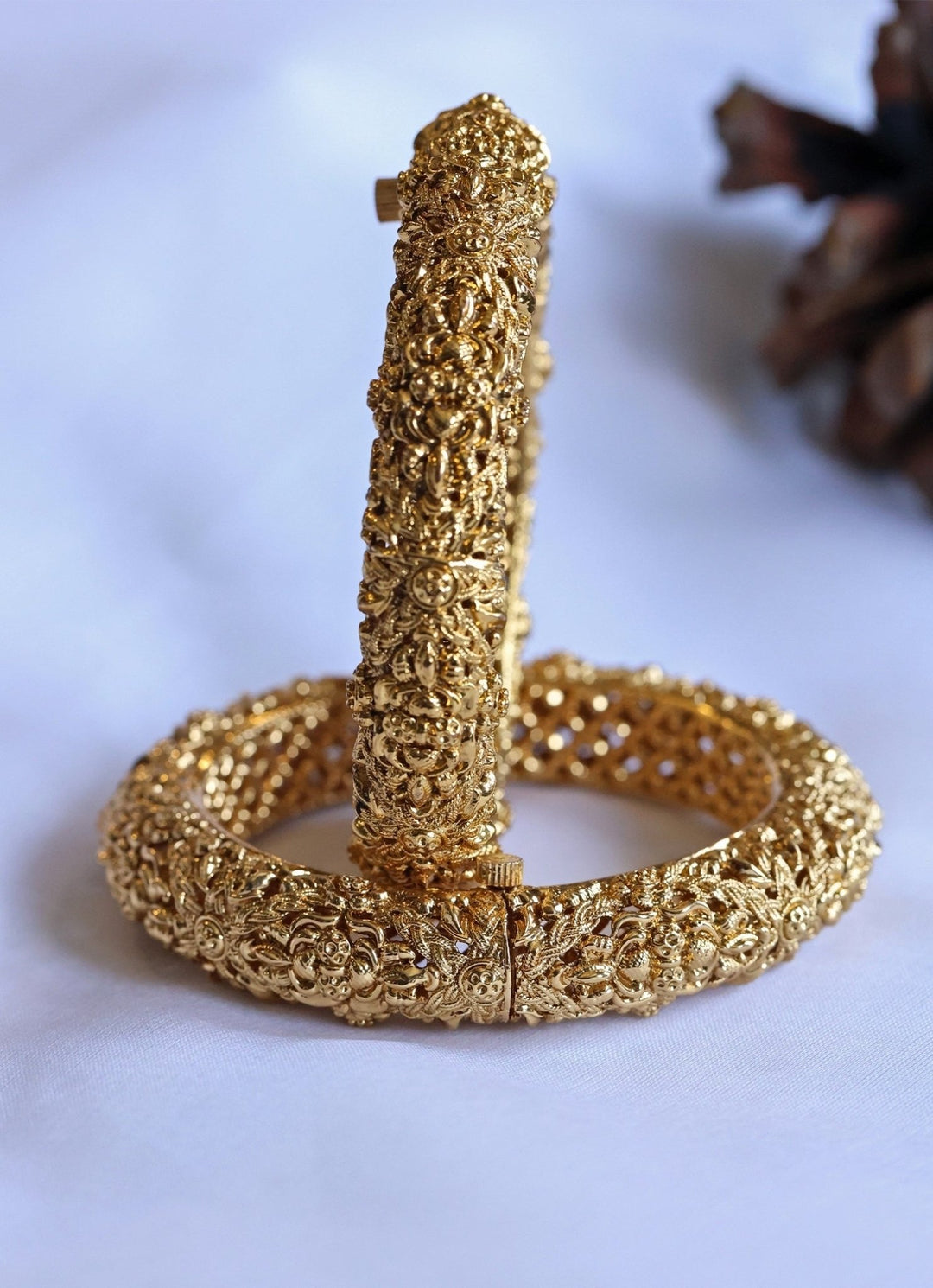 Do Taara Gold Plated Temple Bangle SetFabilicious Fashion