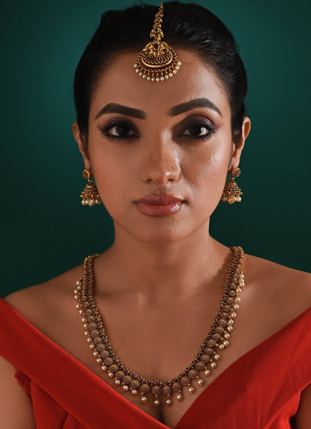 Gold Plated Temple Necklace Set Zaza By Somya - Fabilicious Fashion