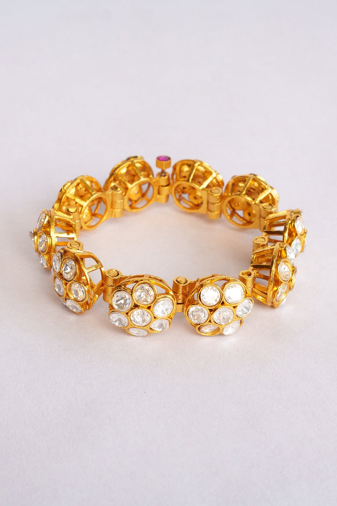 Gold Plated Three Layer Kundan Bracelet Zevar by Geeta - Fabilicious Fashion