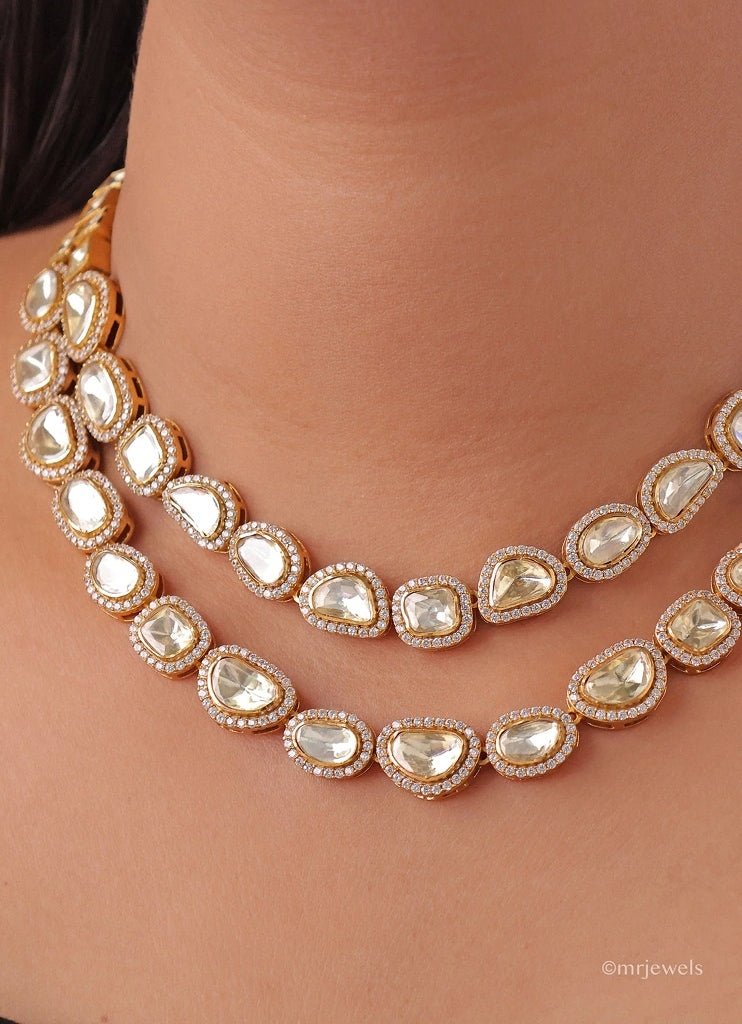 Mr Jewels Gold Plated Two Layered Moissanite Necklace SetFabilicious Fashion