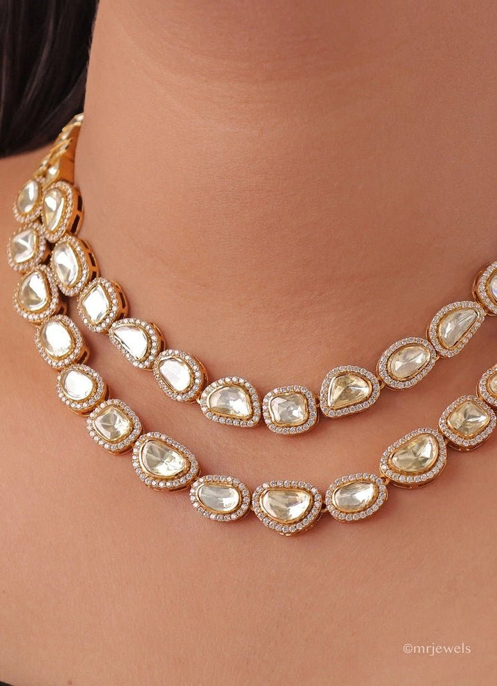 Mr Jewels Gold Plated Two Layered Moissanite Necklace SetFabilicious Fashion