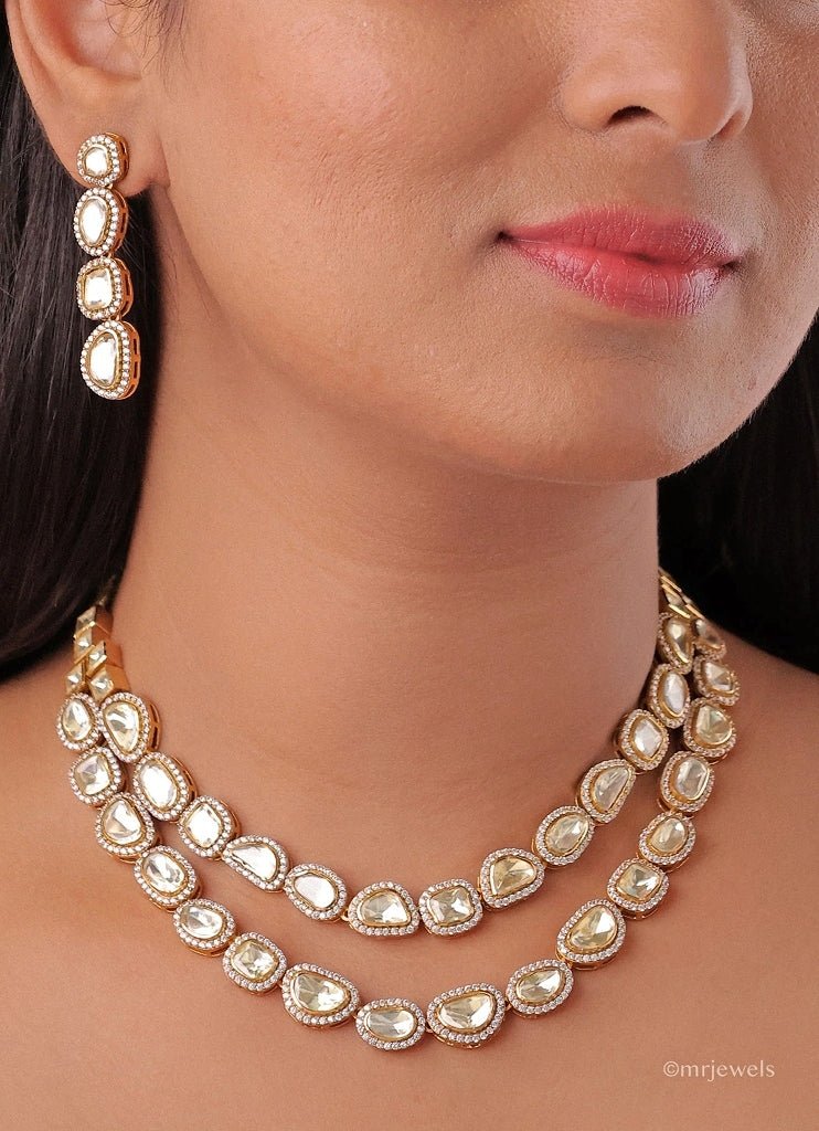 Mr Jewels Gold Plated Two Layered Moissanite Necklace SetFabilicious Fashion