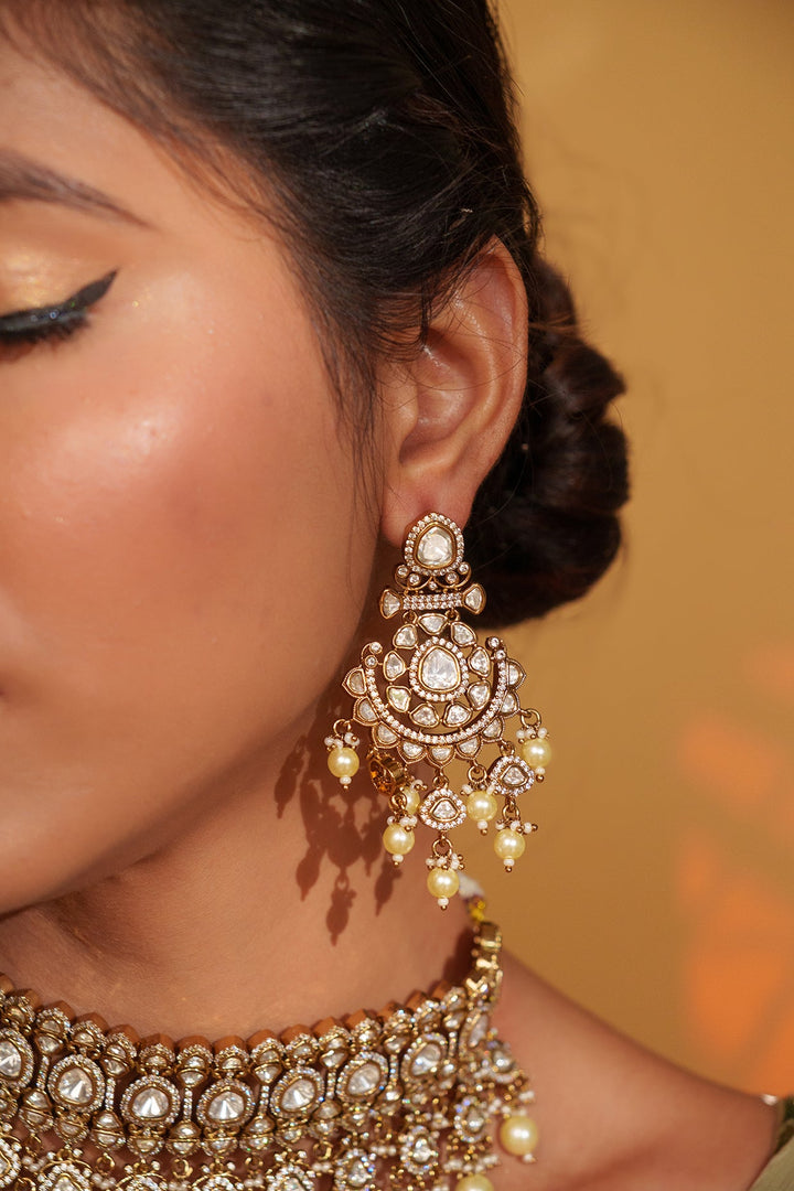 Gold Plated Two Tone Polki Choker Set Zevar by Geeta - Fabilicious Fashion