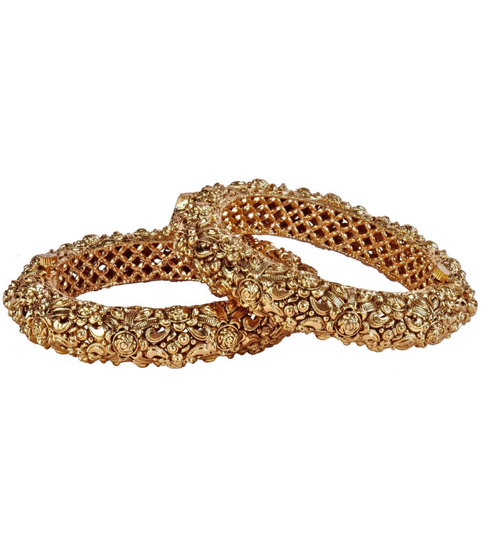Vivinia by Vidhi Mehra Gold Plated Vintage Textured Bangle SetFabilicious Fashion