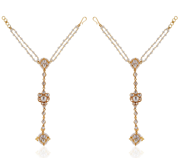 Gold Plated White Beaded Bridal Hathphool Riana by Shikha Jindal - Fabilicious Fashion