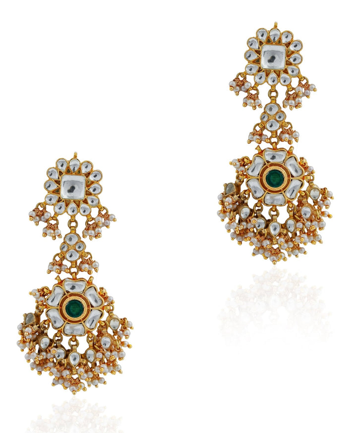 Gold Plated White Jadtar Stone Necklace set Riana by Shikha Jindal - Fabilicious Fashion