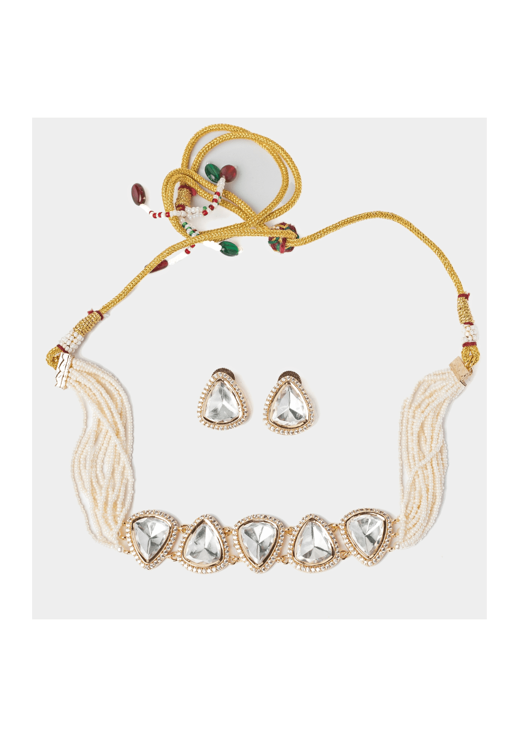 Gold Plated White Kundan And Polki Choker Necklace Set Vivinia by Vidhi Mehra - Fabilicious Fashion