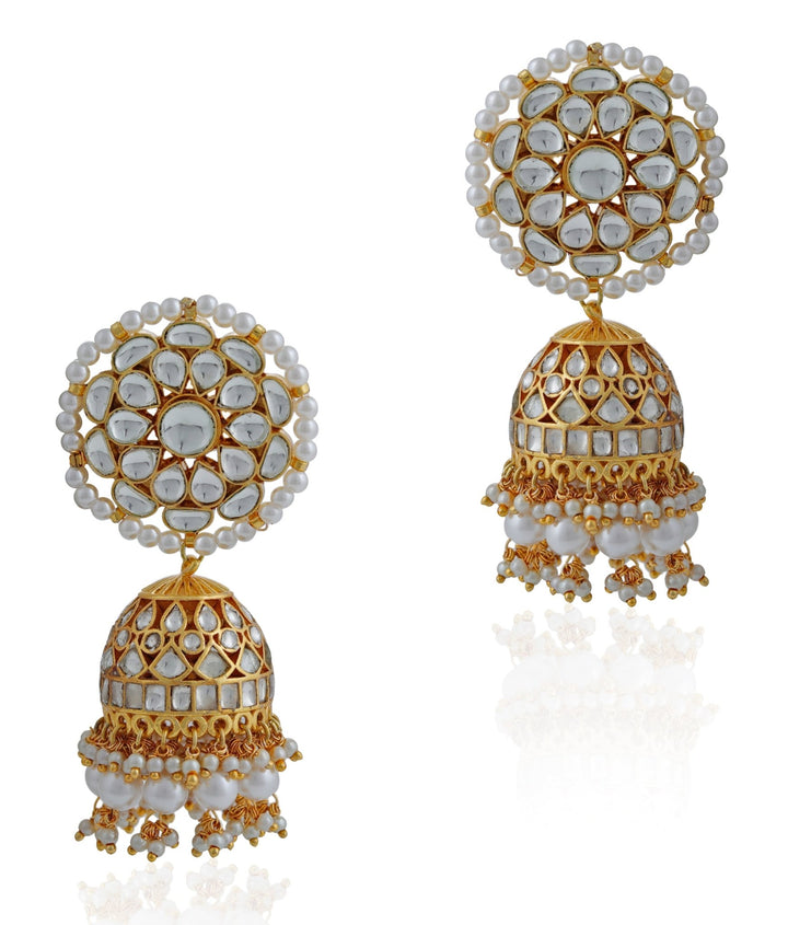 Gold Plated White Stone Bridal Necklace Set Riana by Shikha Jindal - Fabilicious Fashion
