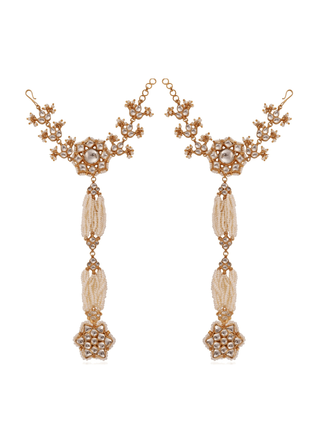 Gold Plated White Stone Floral Hathphool Riana by Shikha Jindal - Fabilicious Fashion