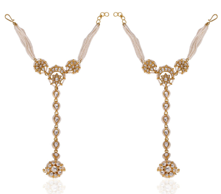Gold Plated White Stone Hathphool Riana by Shikha Jindal - Fabilicious Fashion