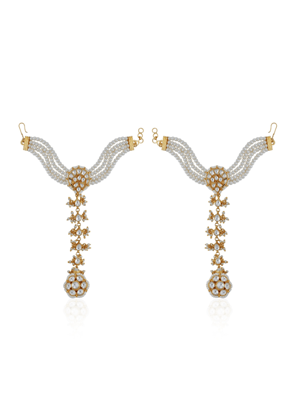 Gold Plated White Stone Hathphool Riana by Shikha Jindal - Fabilicious Fashion
