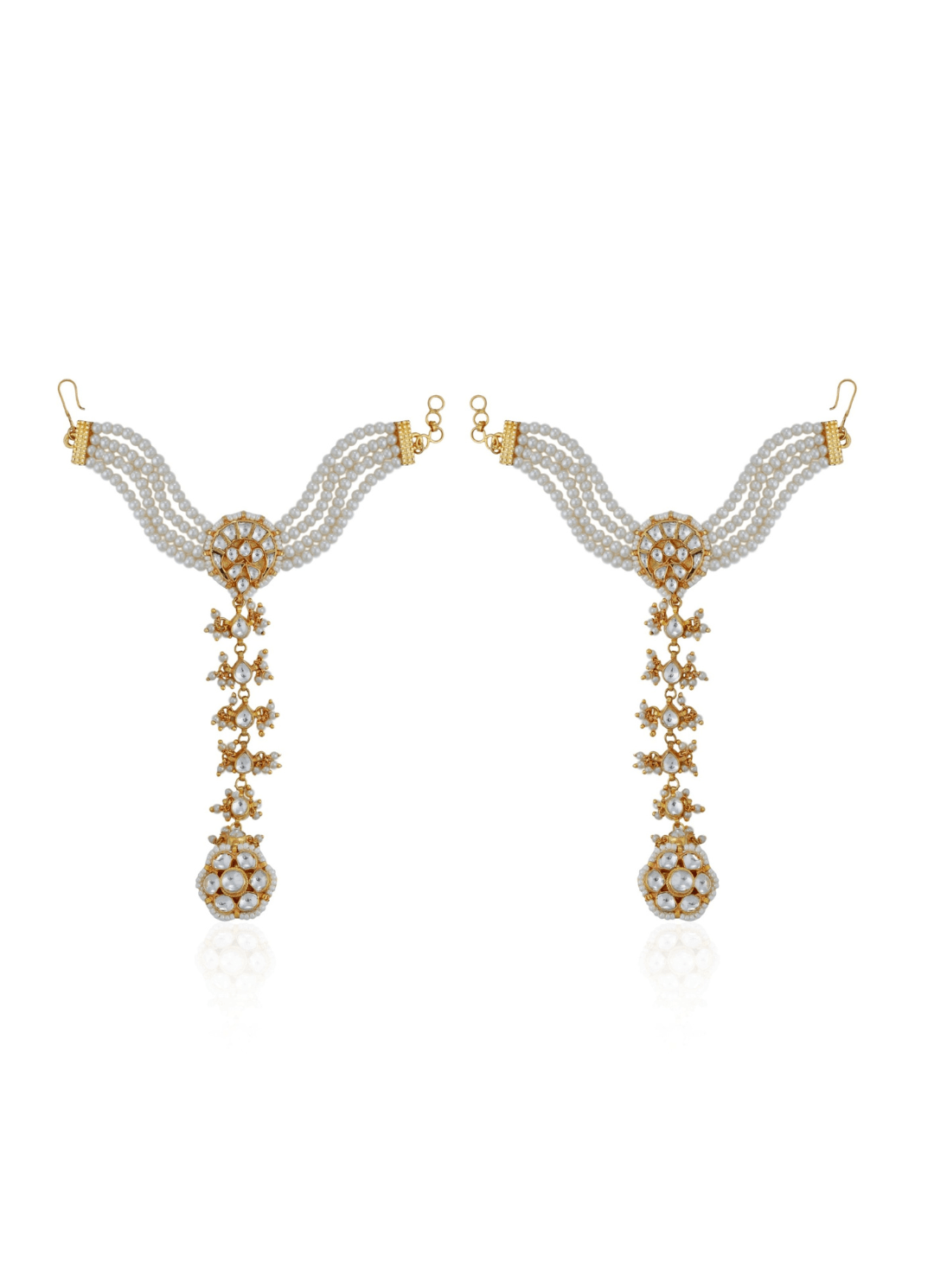 Gold Plated White Stone Hathphool Riana by Shikha Jindal - Fabilicious Fashion