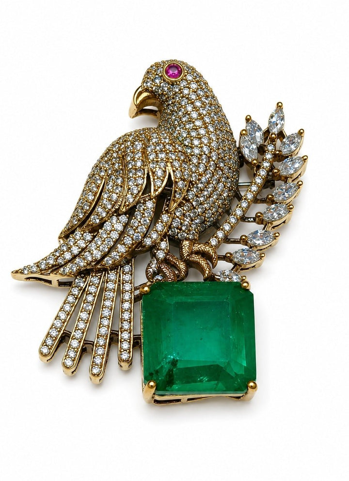 Vivinia By Vidhi Mehra Gold Plated Zircon Eagle Motif BroochFabilicious Fashion