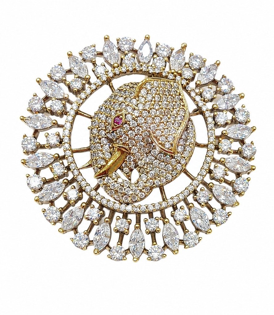 Vivinia By Vidhi Mehra Gold Plated Zircon Elephant BroochFabilicious Fashion