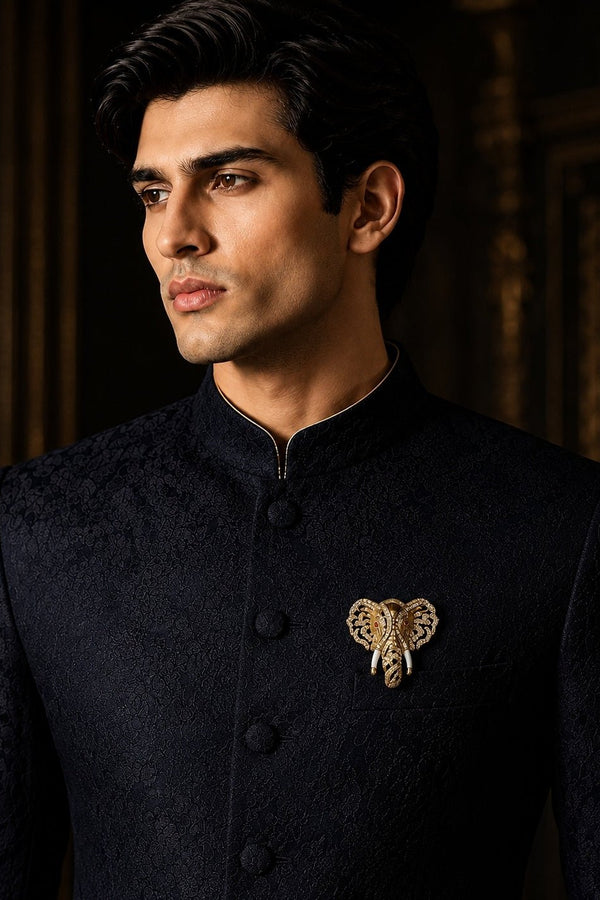 Vivinia By Vidhi Mehra Gold Plated Zircon Elephant Motif BroochFabilicious Fashion