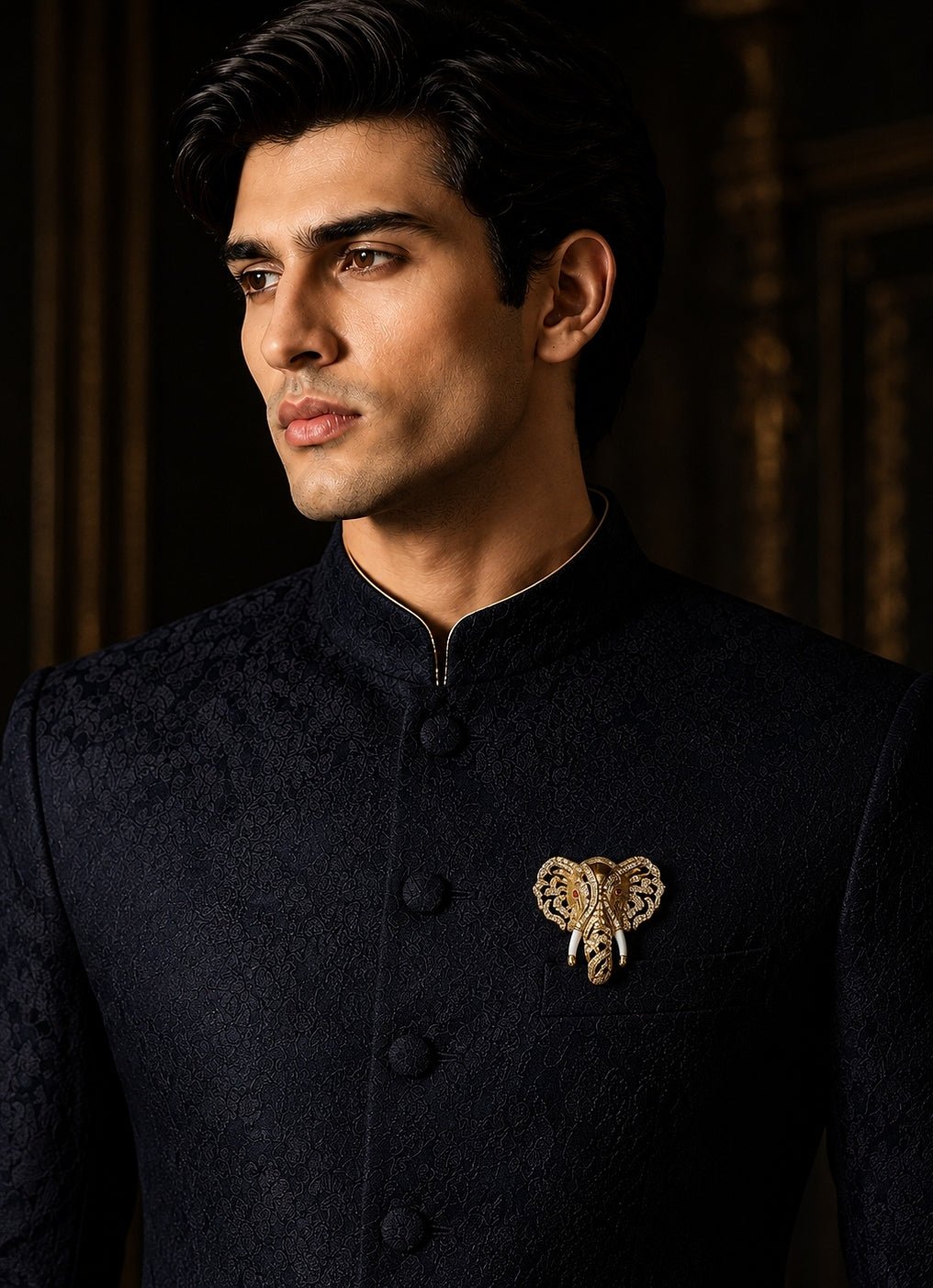 Vivinia By Vidhi Mehra Gold Plated Zircon Elephant Motif BroochFabilicious Fashion