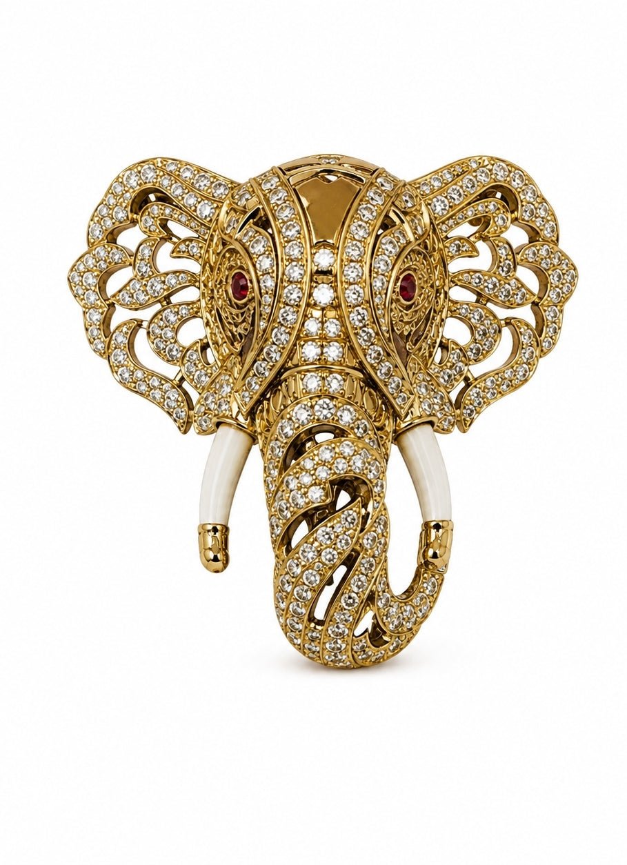 Vivinia By Vidhi Mehra Gold Plated Zircon Elephant Motif BroochFabilicious Fashion