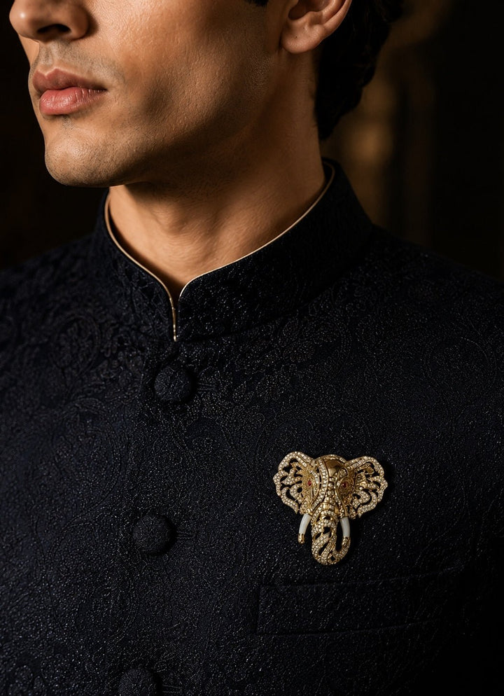 Vivinia By Vidhi Mehra Gold Plated Zircon Elephant Motif BroochFabilicious Fashion