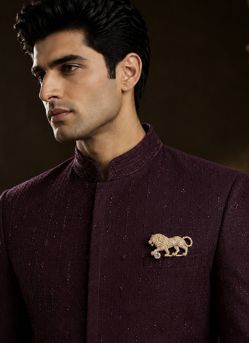 Vivinia By Vidhi Mehra Gold Plated Zircon Lion Motif BroochFabilicious Fashion